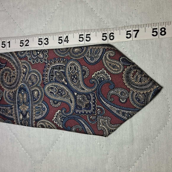 Gianfranco Ruffini 💯 Italian Silk Men's Necktie 58" x 4" Paisley Burgundy/Gold - Picture 9 of 9